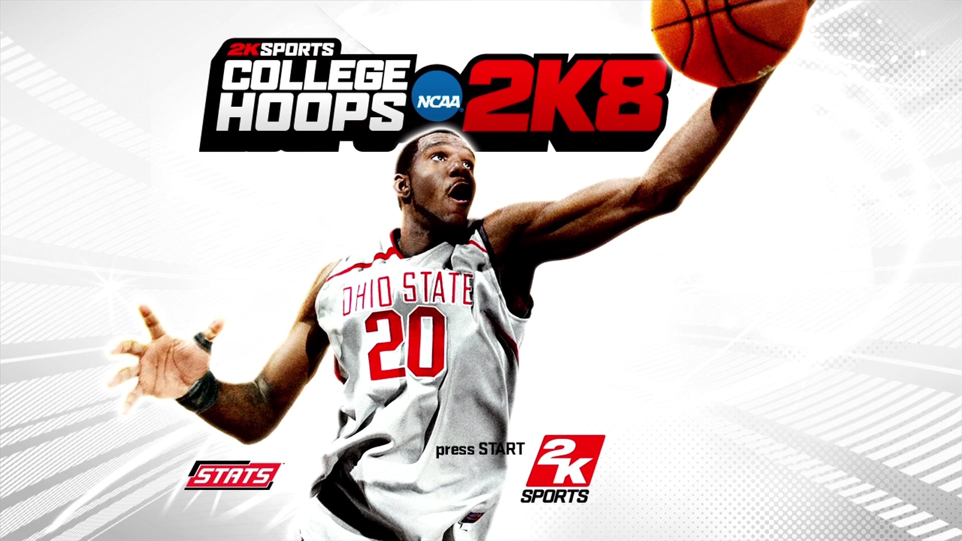 College Hoops 2K8 title screen for Xbox 360